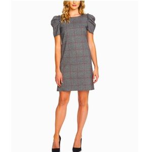 CeCe Womens Shift Dress Plaid Puffed Sleeve